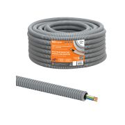 Электротруба гофрированная ПВХ d16 серая, с кабелем ВВГ-Пнг(А)-LS 3х1,5ок(N,PE)-0,66 ГОСТ (50 м) TDM