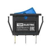 Выключатель клавишный IRS-101N 250В AC/DC, 1P, 15А, (3с), ON-OFF, черный корпус, синяя клавиша с LED подсветкой TDM