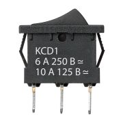Выключатель клавишный KCD1-102 250В AC/DC, 1P, 6А, (3с), ON-ON, черный, Mini TDM