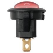 Выключатель клавишный круглый KCD11-101N 250В AC/DC, 1P, 3А, (3с), ON-OFF, черный корпус, красная клавиша с LED подсветкой, Micro TDM