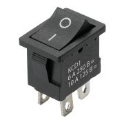 Выключатель клавишный KCD1-201 250В AC/DC, 2P, 6А, (4с), ON-OFF, черный, Mini TDM