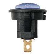 Выключатель клавишный круглый KCD2-101N 12В AC/DC, 1P, 20А, (3с), ON-OFF, черный корпус, синяя клавиша с LED подсветкой TDM