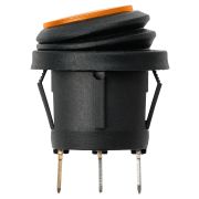 Выключатель клавишный круглый KCD2-101N/FS 250В AC/DC, 1P, 6А, (3с), ON-OFF, черный корпус, желтая клавиша с LED подсветкой, IP54 TDM