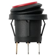 Выключатель клавишный круглый KCD2-101N/FS 250В AC/DC, 1P, 6А, (3с), ON-OFF, черный корпус, красная клавиша с LED подсветкой, IP54 TDM