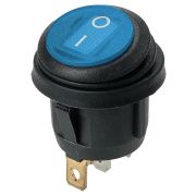 Выключатель клавишный круглый KCD2-101N/FS 250В AC/DC, 1P, 6А, (3с), ON-OFF, черный корпус, синяя клавиша с LED подсветкой, IP54 TDM