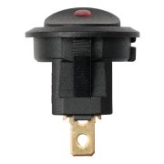 Выключатель клавишный круглый KCD2-101N-2 12В AC/DC, 1P, 16А, (3с), ON-OFF, черный с красной точечной LED подсветкой TDM