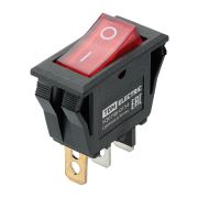 Выключатель клавишный KCD3-101N/B 250В AC/DC, 1P, 15А, (3с), ON-OFF, черный корпус, красная клавиша с LED подсветкой TDM