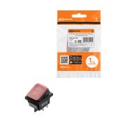 Выключатель клавишный KCD4-201N/HS 250В AC/DC, 2P, 15А, (4с), ON-OFF, черный корпус, красная клавиша с LED подсветкой, IP54 TDM