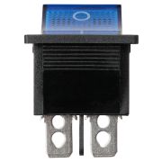 Выключатель клавишный KCD4-202N 250В AC/DC, 2P, 15А, (6с), ON-ON, черный корпус, синяя клавиша с LED подсветкой TDM