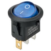 Выключатель клавишный круглый MIRS-101-3-B 250В AC/DC, 1P, 6А, (3с), ON-OFF, черный корпус, синяя клавиша с LED подсветкой TDM