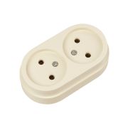 Розетка двойная 2П открытой установки IP20 10А сл. кость «Ретро» TDM