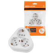 Розетка треугольная 2П+3 открытой установки IP20 16A с защитными шторками белая «Ладога» TDM