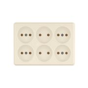 Розетка шестиместная 2П открытой установки IP20 10А сл. кость «Ладога» TDM