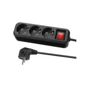 Удлинитель 3 гнезда, 1,5 метра, с/з, выкл., 10 А, 2300 Вт, черный, НАРОДНЫЙ У1-32055 (Ун1 321-0001)