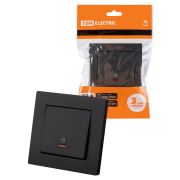 Выключатель на 2 направления 1 кл. с подсветкой 10А черный «Сенеж» TDM