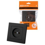 Розетка 2П 10А 250В черная «Сенеж» TDM