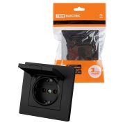 Розетка 2П+З 16А 250В IP44 с крышкой черная «Сенеж» TDM