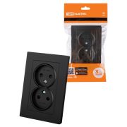 Розетка двойная 2П 10А 250В с защ. шт. черная «Сенеж» TDM