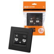 Розетка телефонная RJ11 + компьютерная RJ45 черная «Сенеж» TDM