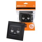 Розетка компьютерная двойная RJ45 графит «Лама» TDM