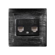 Розетка компьютерная двойная RJ45 старинное серебро «Лама» TDM