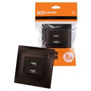 Розетка 2USB порт 2,1А 5В шоколад «Лама» TDM