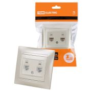 Розетка компьютерная двойная RJ45 перламутр «Лама» TDM