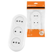 Розеточная колодка 3 гнезда 2П 16А 250B белая «Ретро» (карболит) TDM