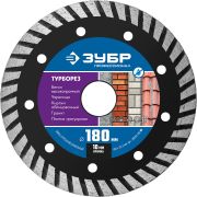 ЗУБР Турборез, 180 мм, (22.2 мм, 10 х 2.6 мм), сегментированный алмазный диск, Профессионал (36652-180)