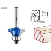 ЗУБР 25.4 x 11 мм, радиус 6.3 мм, фреза кромочная калевочная №1, Профессионал (28701-25.4)