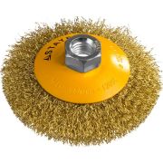 STAYER 100 мм, витая стальная латунированная проволока 0.3 мм, коническая щетка-крацовка для УШМ, Professional (35133-100)