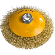 STAYER 125 мм, витая стальная латунированная проволока 0.3 мм, коническая щетка-крацовка для УШМ, Professional (35133-125)