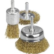 STAYER 3 шт, витая стальная латунированная проволока 0.3 мм, набор щеток-крацовок для дрели, Professinal (35152-H3)
