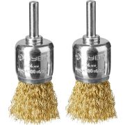 ЗУБР 24 мм, витая стальная латунированная проволока 0.3 мм, набор кистевых щеток для дрели, Профессионал (35225-24-H2)