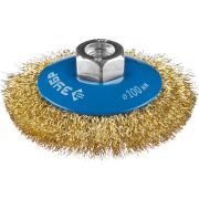 ЗУБР 100 мм, витая стальная латунированная проволока 0.3 мм, коническая щетка-крацовка для УШМ, Профессионал (35267-100)