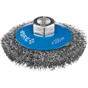 ЗУБР 100 мм, витая стальная латунированная проволока 0.3 мм, коническая щетка-крацовка для УШМ, Профессионал (35265-100)