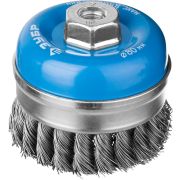 ЗУБР 80 мм, жгутированная стальная проволока 0.5 мм, усиленная чашечная щетка-крацовка для УШМ, Профессионал (3527-080)