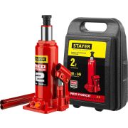STAYER RED FORCE, в кейсе, 2 т, 181 - 345 мм, бутылочный гидравлический домкрат, Professional (43160-2-K)