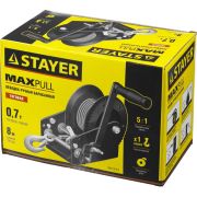 STAYER MAXPull, 0.7 т, 8 м, ручная барабанная тросовая лебедка (43112-0.7)