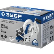 ЗУБР 0.9 т, 10 м, ручная барабанная тяговая ленточная лебедка, Профессионал (43115-0.9)