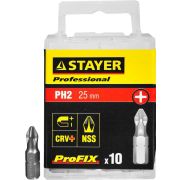STAYER ProFix PH2 25 мм, 10 шт, набор бит, Professional (26201-2-25-10)