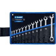 ЗУБР 12 шт, 8 - 22 мм, набор комбинированных трещоточных гаечных ключей, Профессионал (27075-H12)