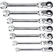 ЗУБР 7 шт, 8 - 19 мм, набор шарнирных трещоточных гаечных ключей, Профессионал (27101-H7)