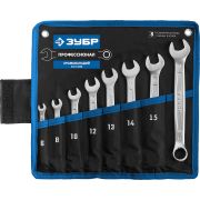 ЗУБР 8 шт, 6 - 17 мм, набор комбинированных гаечных ключей, Профессионал (27087-H8)