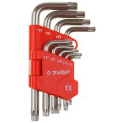 ЗУБР 9 шт, набор коротких имбусовых ключей (27462-1)