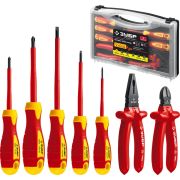 ЗУБР 7 предм., набор диэлектрического губцевого инструмента, Профессионал (2214-H7)