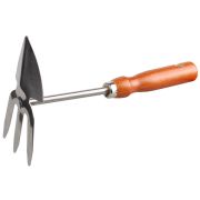 GRINDA 270 мм, 3 зубца, нержавеющая сталь, сердцевидное лезвие, деревянная ручка, садовая мотыжка (8-421139)
