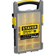 STAYER ROCKET-15, 280 x 320 x 50 мм, (11″), пластиковый органайзер с 15 съемными лотками (2-38031)