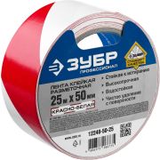 ЗУБР 50 мм, 25 м, красно-белая, разметочная клейкая лента, Профессионал (12248-50-25)