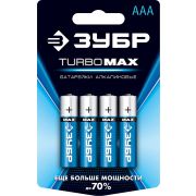 ЗУБР TURBO-MAX, ААА х 4, 1.5 В, алкалиновая батарейка (59203-4C)